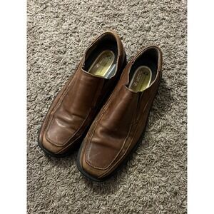 Dockers Pro Style Brown Slip On Leather Loafers Size 10 All Motion Comfort Shoes